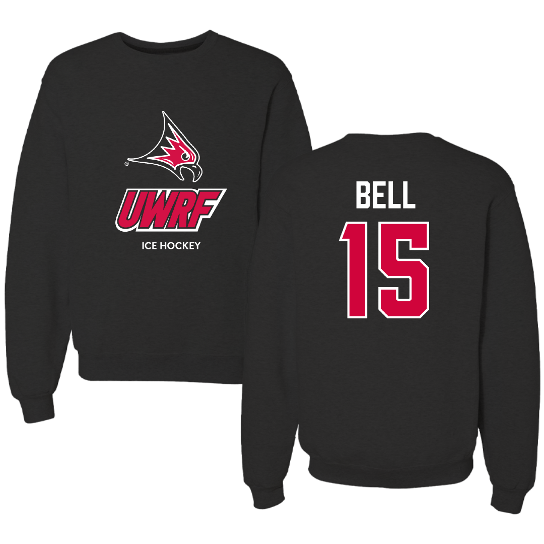 University of Wisconsin-River Falls Ice Hockey (W) Black Crewneck - #15 Katherine Bell