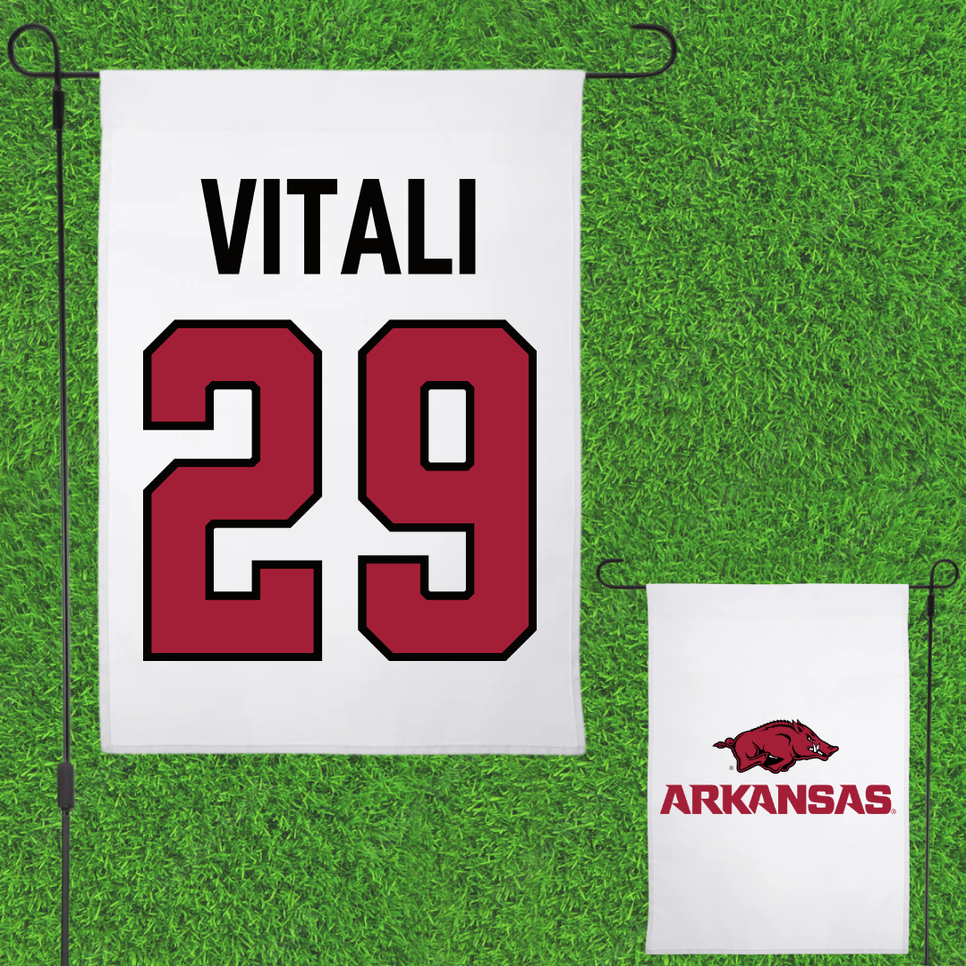 University of Arkansas Soccer White Garden Flag - #29 Evie Vitali