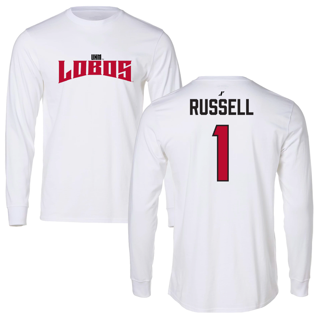 University of New Mexico Baseball White Classic Long Sleeve - #1 Tristan Russell