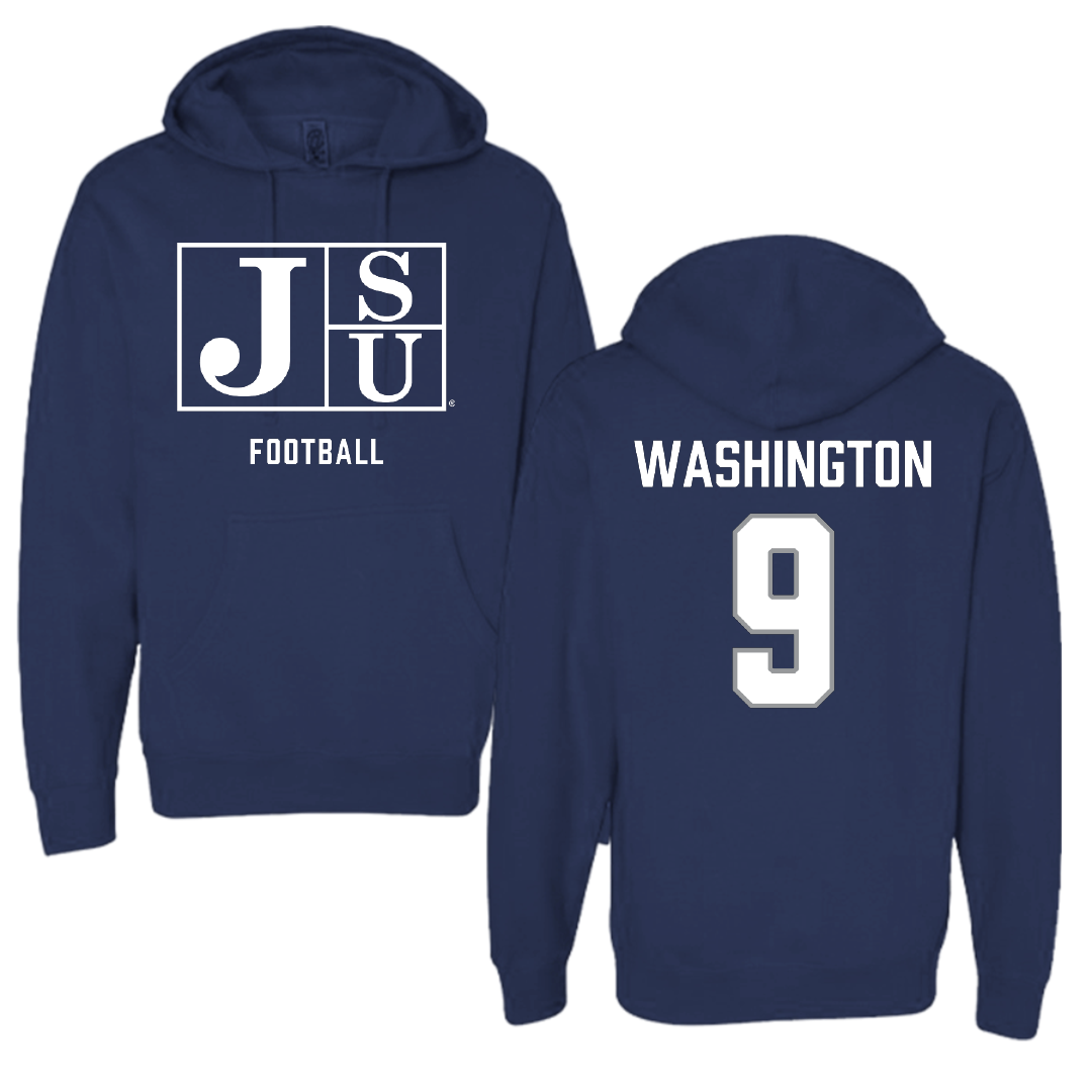 Jackson State University Football Navy Hoodie - #9 BJ Washington
