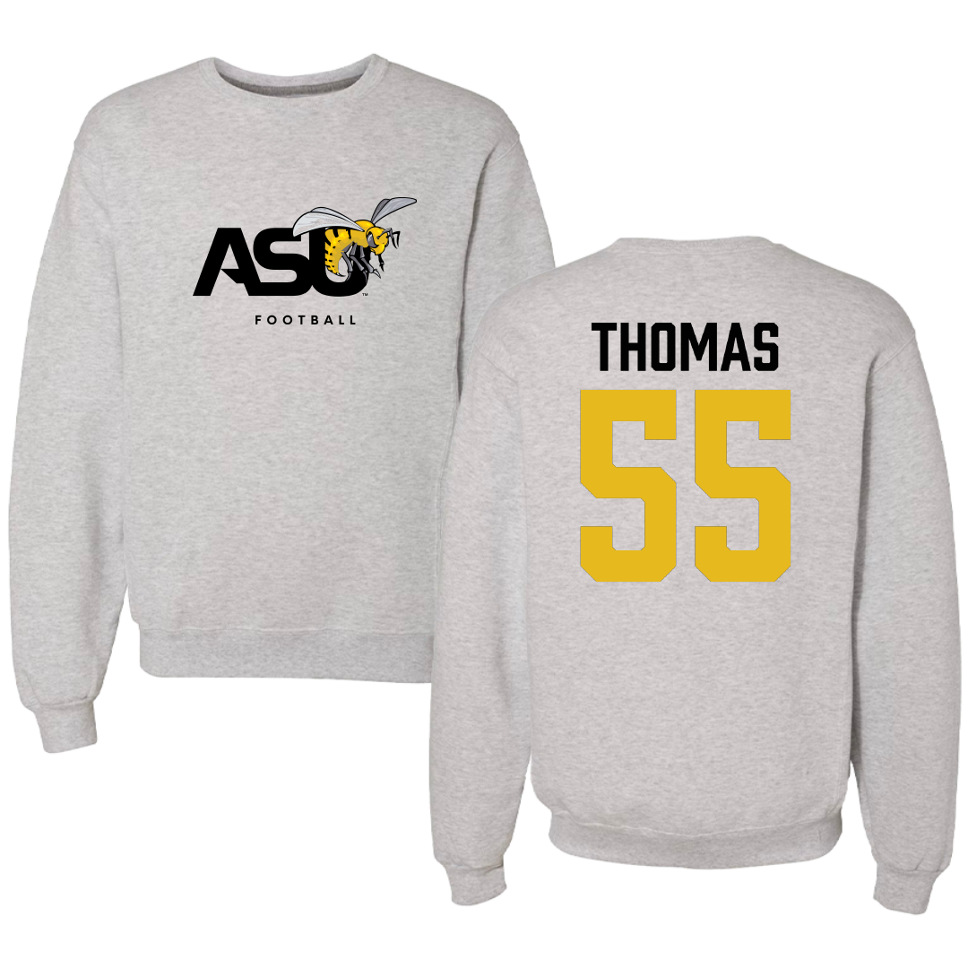 Alabama State University Football Light Gray Crewneck - #55 Dezmon Thomas