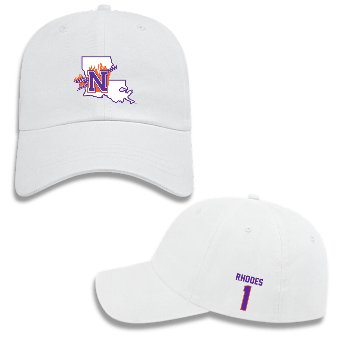 Northwestern State University Football White Hat - #1 Dylan Rhodes