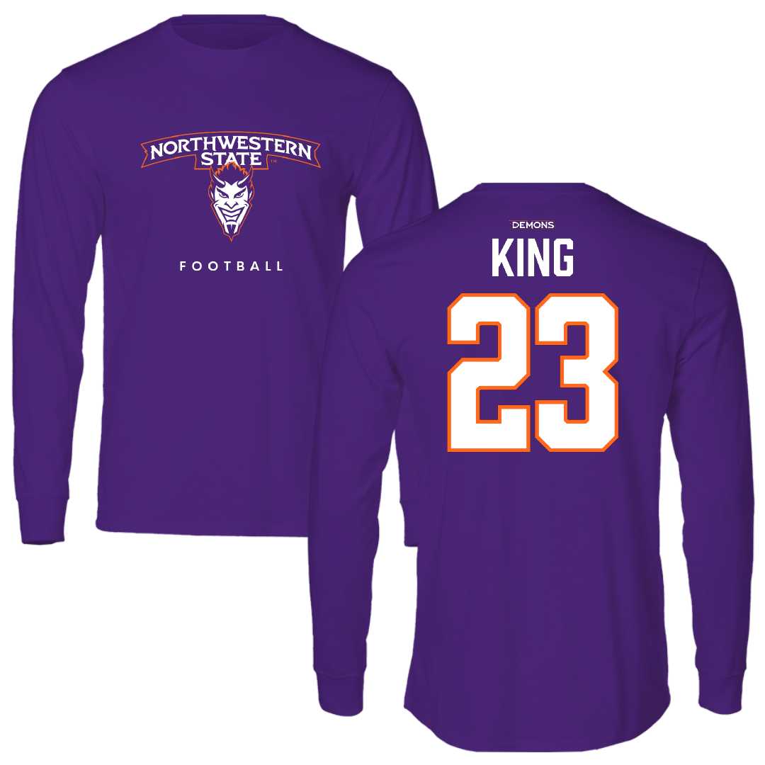 Northwestern State University Football Purple Performance Long Sleeve - #23 Jackson King