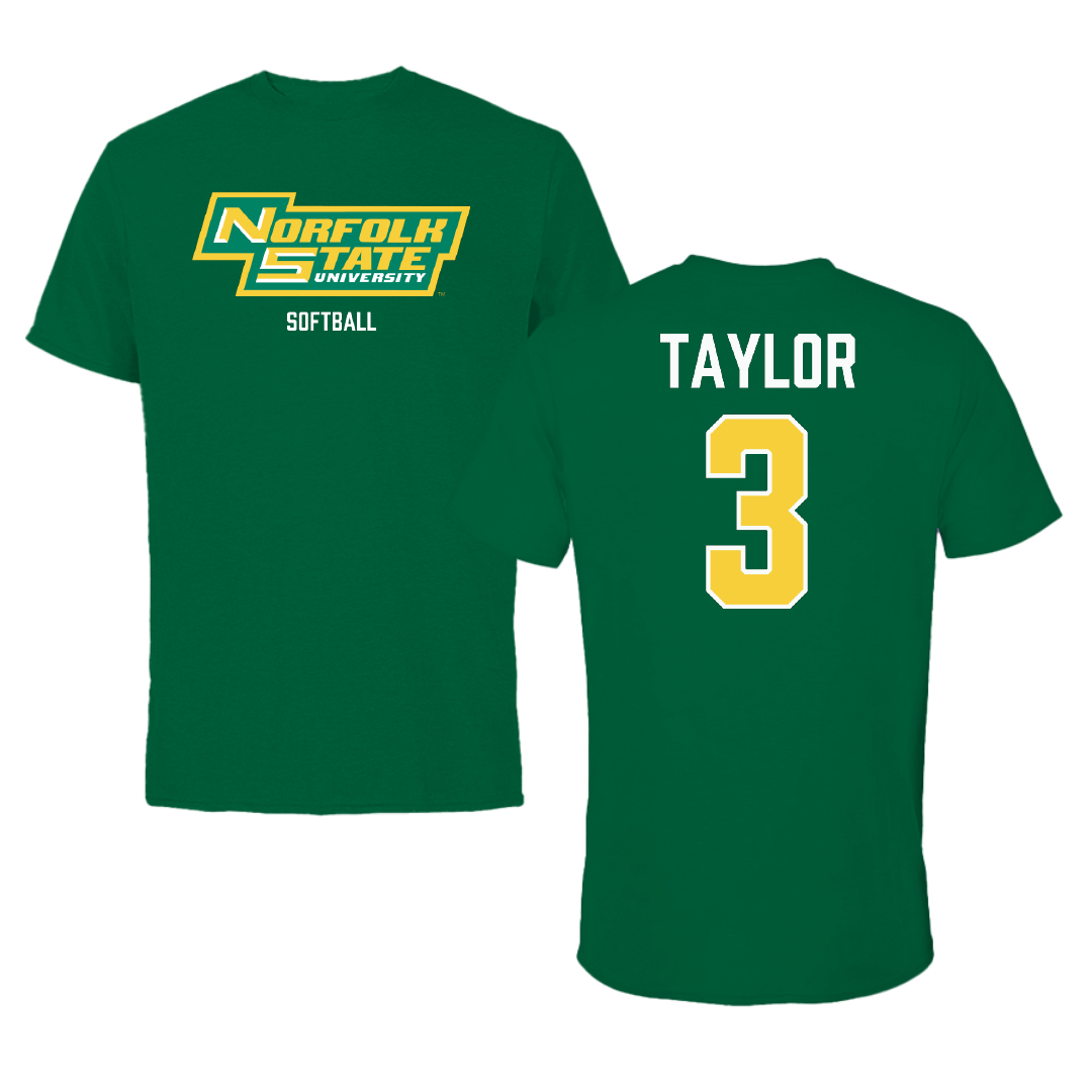 Norfolk State University Softball Green Performance Tee - #3 Victoria Taylor