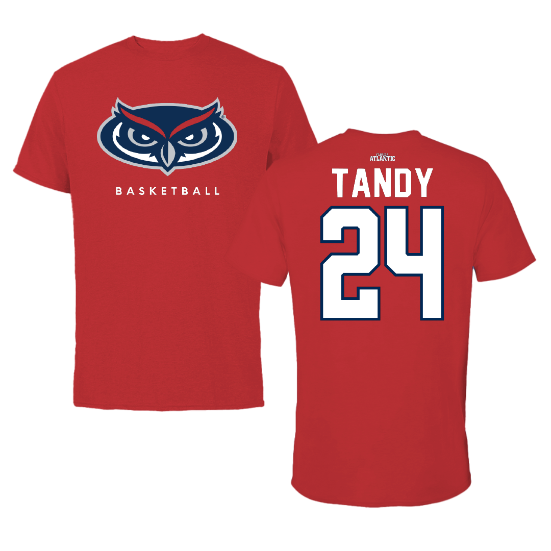 Florida Atlantic University Basketball Red Jersey Performance Tee - #24 Dekeyvan Tandy