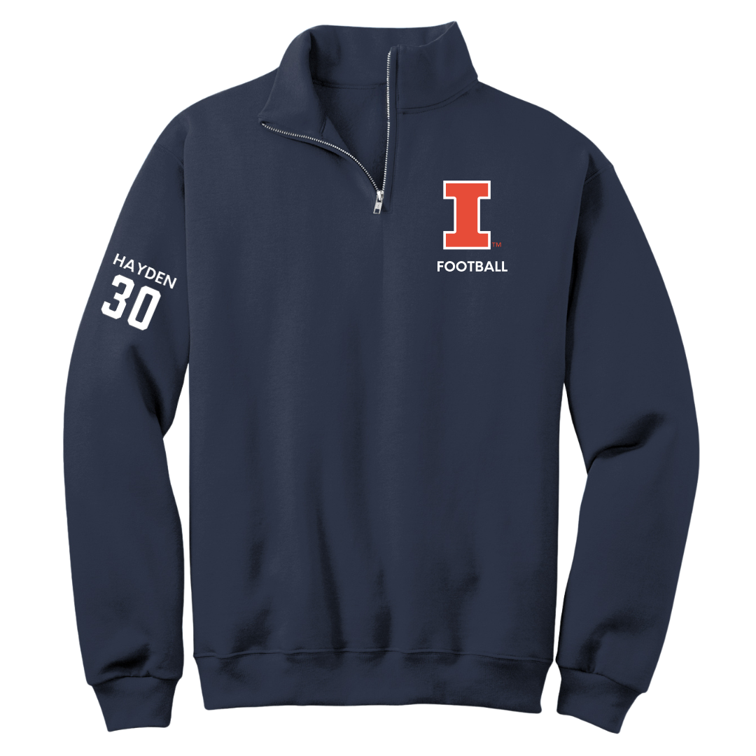 University of Illinois Football Navy Quarter-Zip - #30 Jojo Hayden