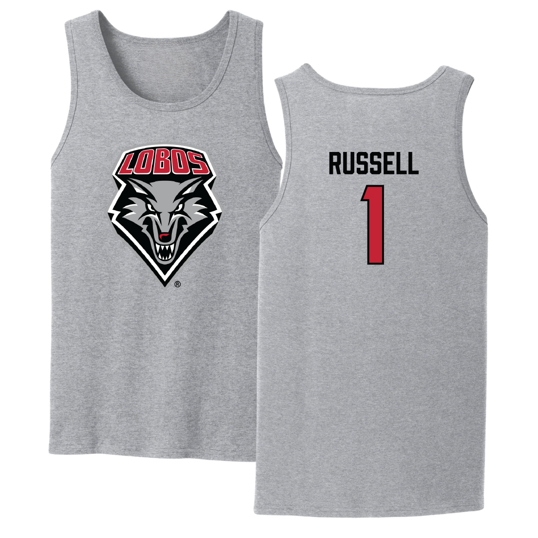 University of New Mexico Baseball Sport Gray Tank Top - #1 Tristan Russell