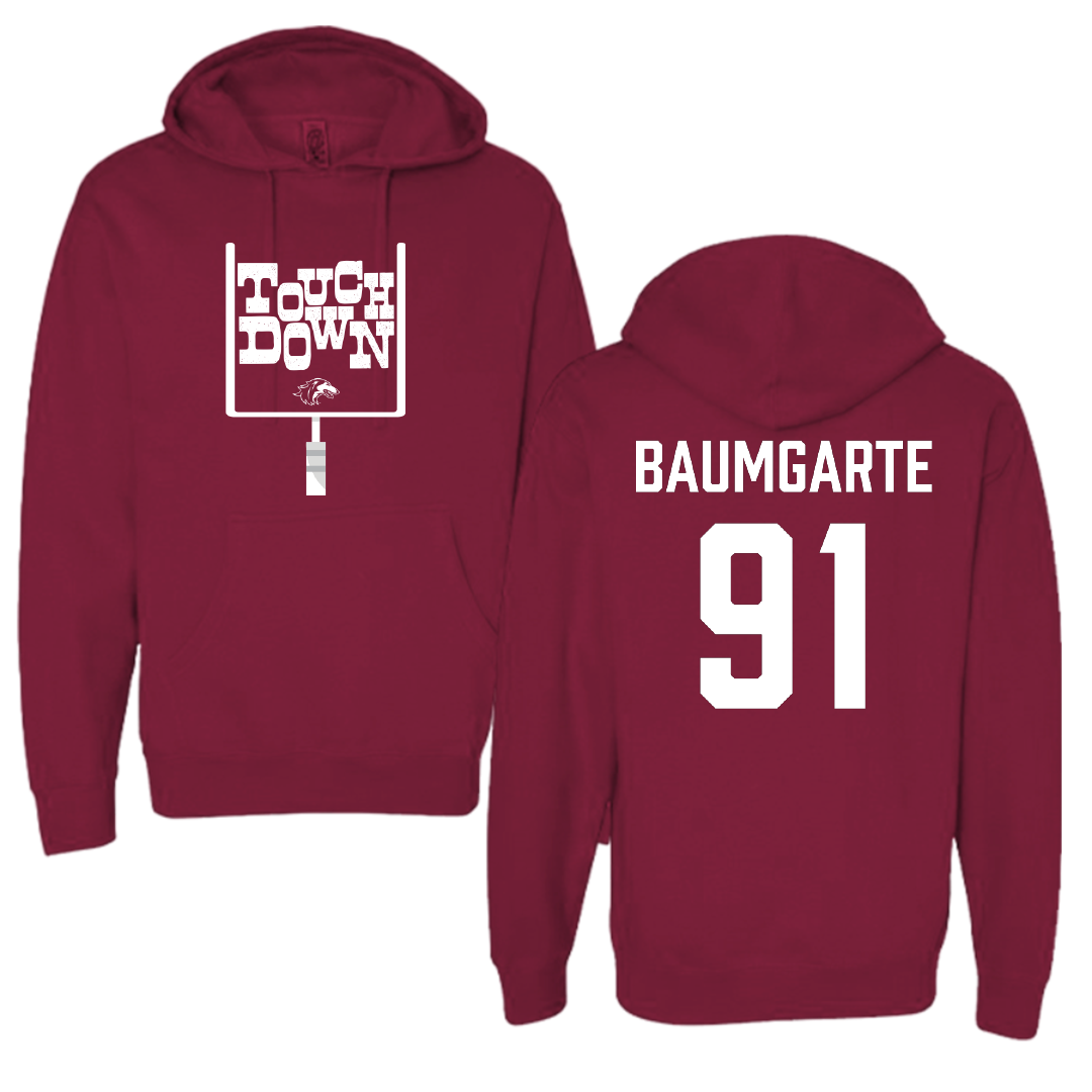 Southern Illinois University at Carbondale Football Maroon Touchdown Hoodie - #91 Jake Baumgarte