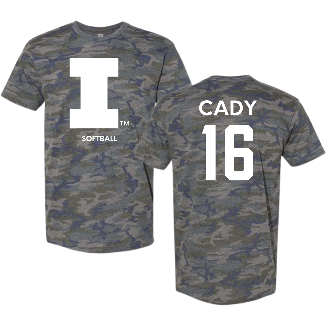 University of Illinois Softball Vintage Camo Tee - #16 Ella Cady