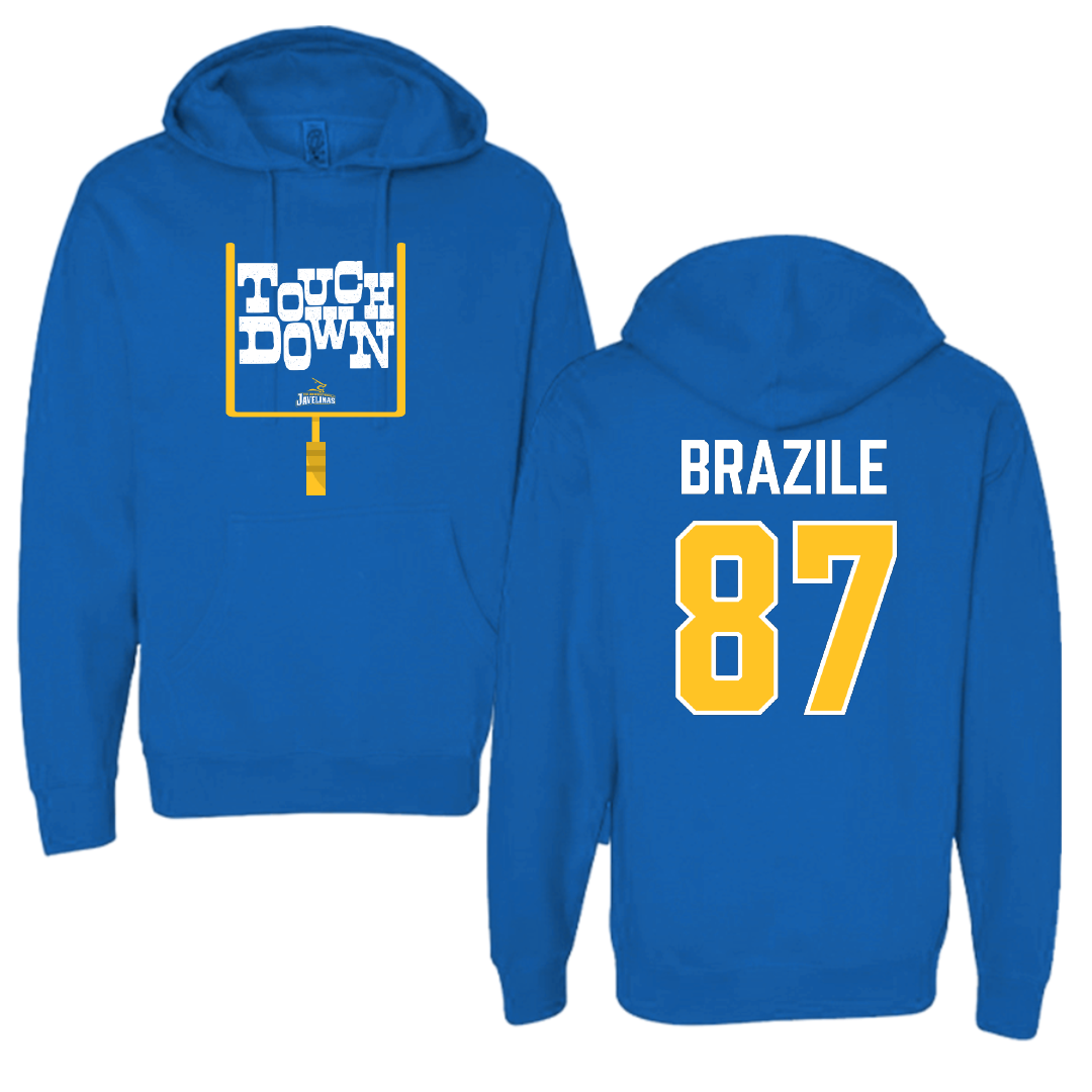 Texas A&M University-Kingsville Football Blue Touchdown Hoodie - #87 Vance Brazile