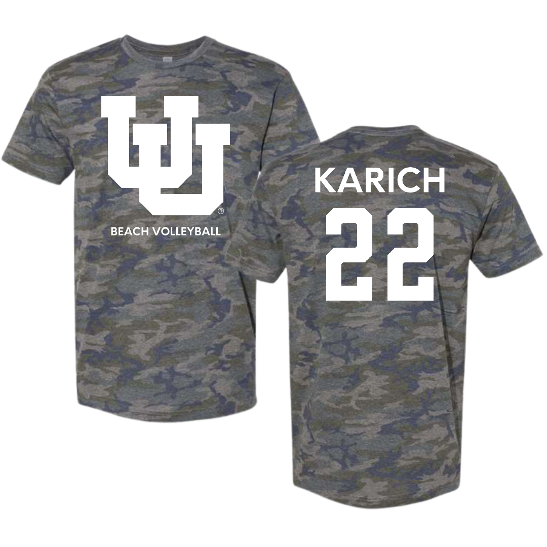 University of Utah Beach Volleyball Vintage Camo Tee - #22 Abby Karich