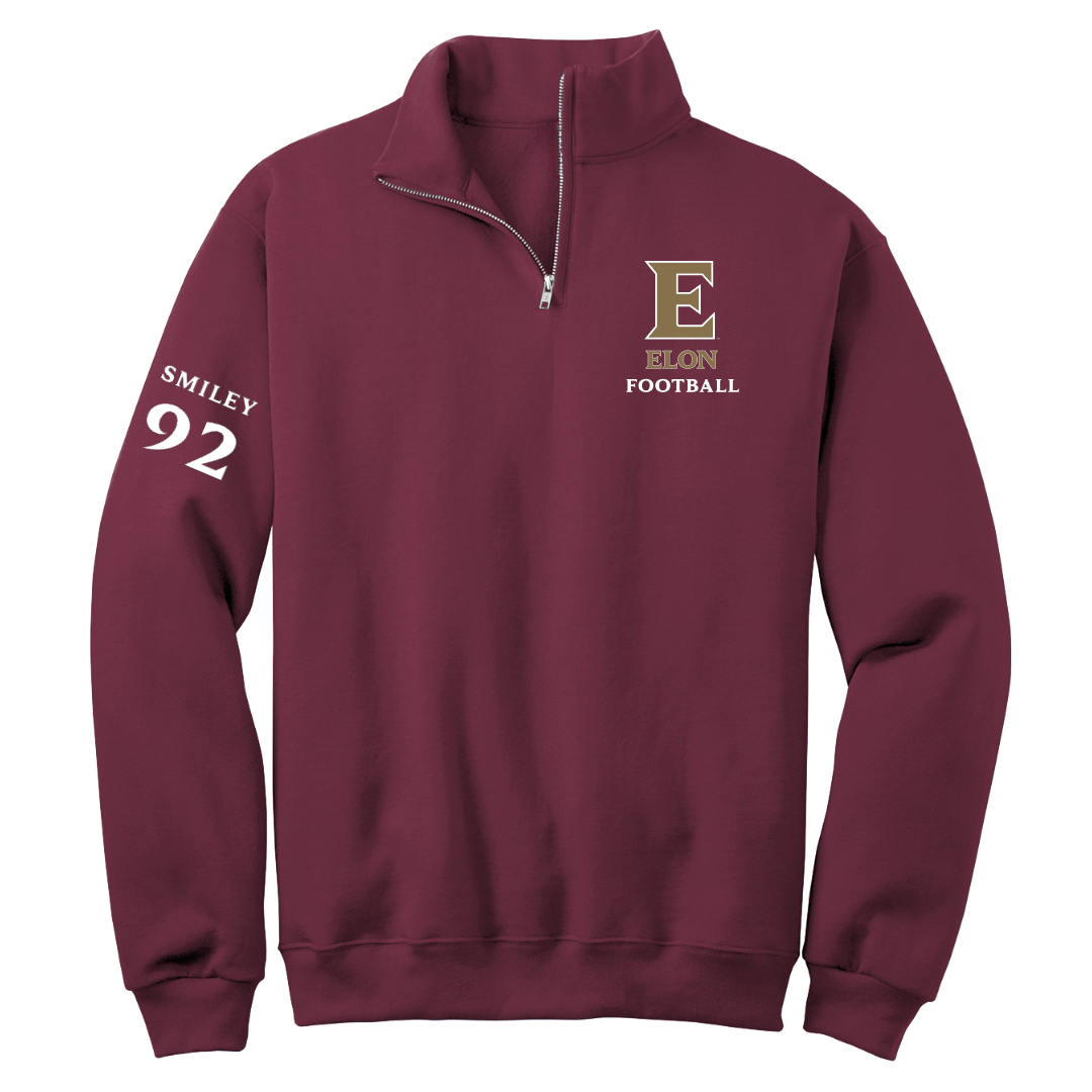 Elon University Football Maroon Quarter-Zip - #92 Brandon Smiley