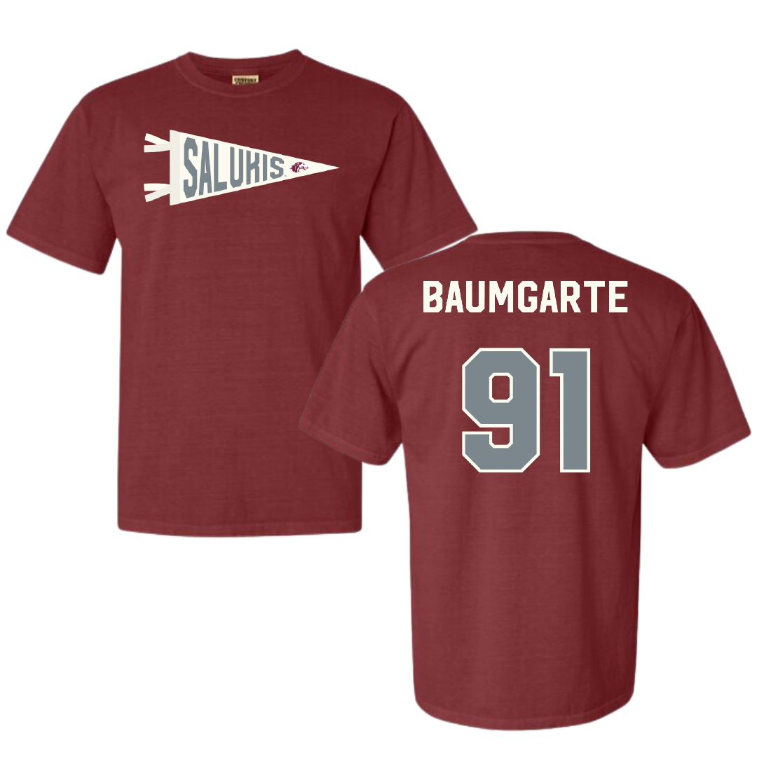 Southern Illinois University at Carbondale Football Maroon Pennant Comfort Colors Tee - #91 Jake Baumgarte