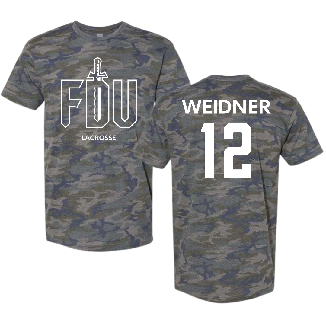 Fairleigh Dickinson University-Metropolitan Campus Lacrosse (W) Vintage Camo Tee - #12 Addie Weidner