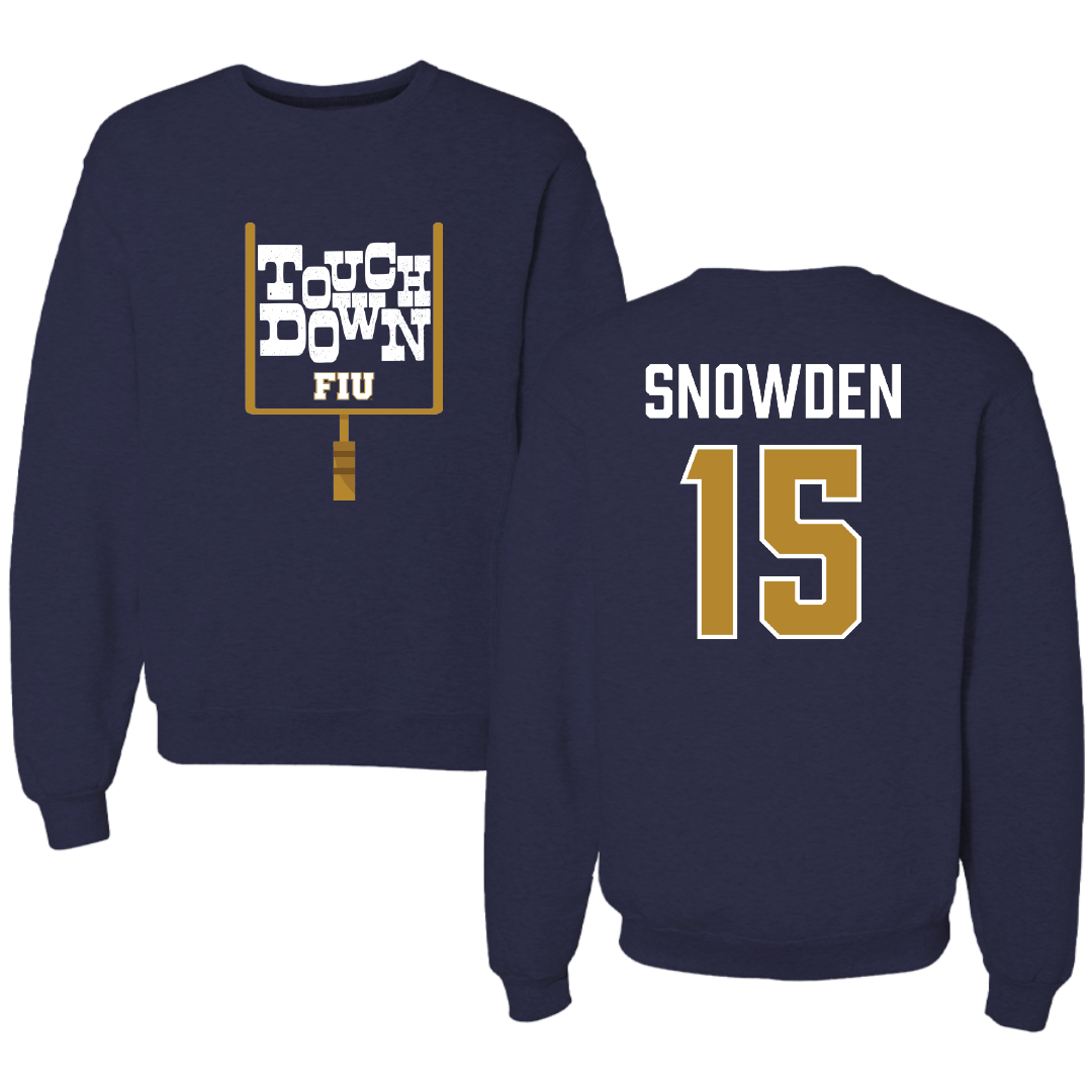 Florida International University Football Navy Touchdown Crewneck - #15 TJ Snowden