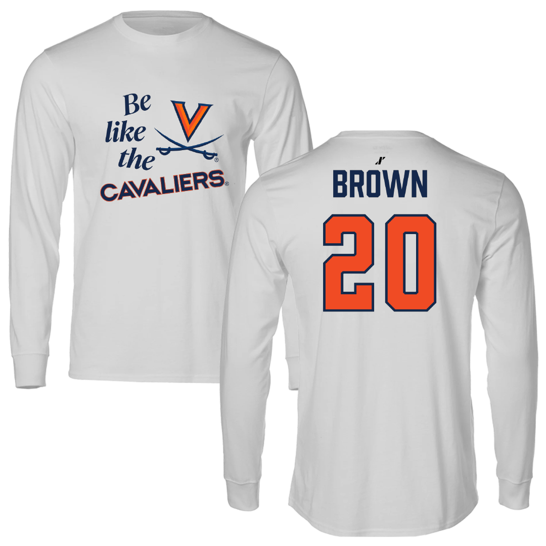 University of Virginia Football Light Gray Be Like Us Long Sleeve - #20 Xavier Brown