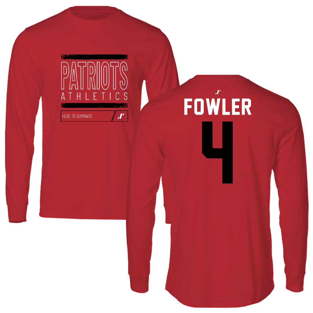 Dallas Baptist University Ice Hockey Red Dominate Performance Long Sleeve - #4 Austin Fowler