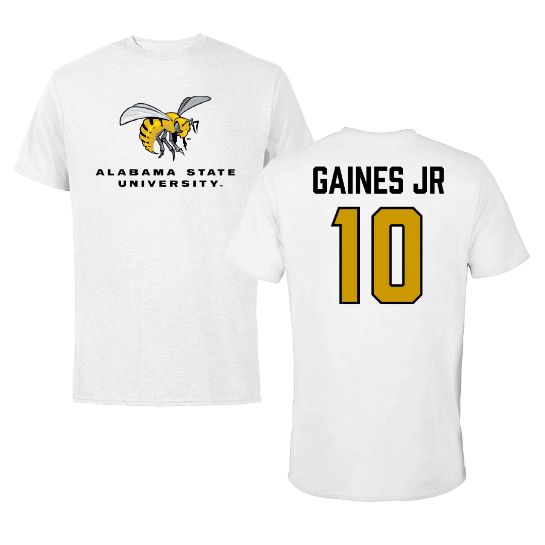 Alabama State University Football White Performance Tee - #10 Kevin Gaines Jr