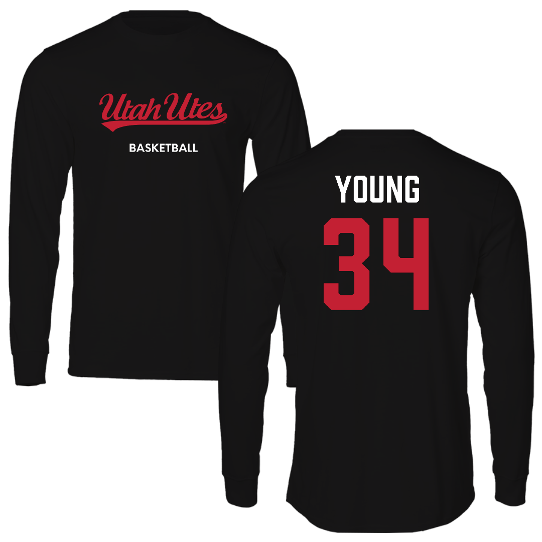 University of Utah Basketball (W) Black Utes Performance Long Sleeve - #34 Dasia Young