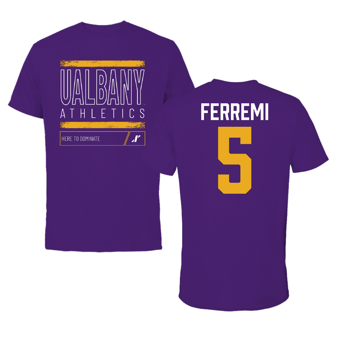 University at Albany Baseball Purple Dominate Tee - #5 Ryan Ferremi