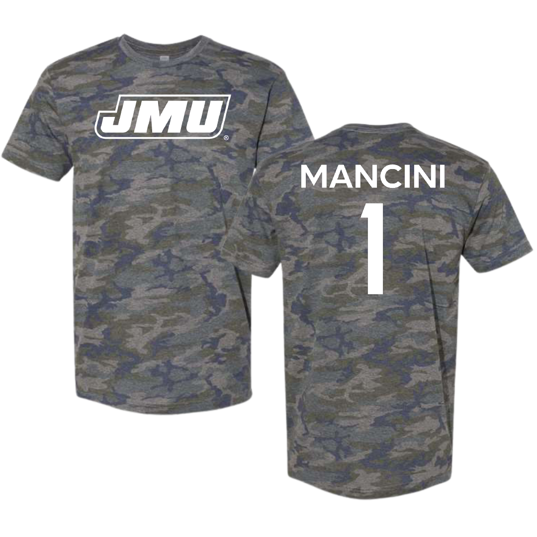 James Madison University Baseball Vintage Camo Tee - #1 Mike Mancini