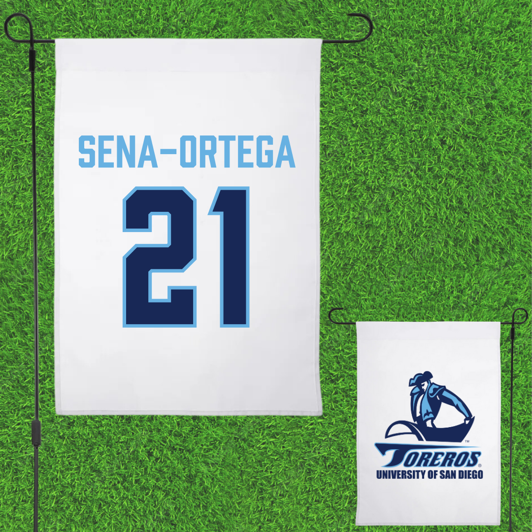 University of San Diego Football White Garden Flag - #21 Trey Sena-Ortega