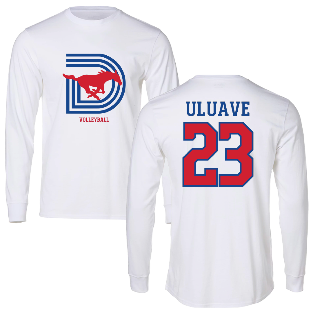 Southern Methodist University Volleyball (W) White Performance Long Sleeve - #23 Sina Uluave
