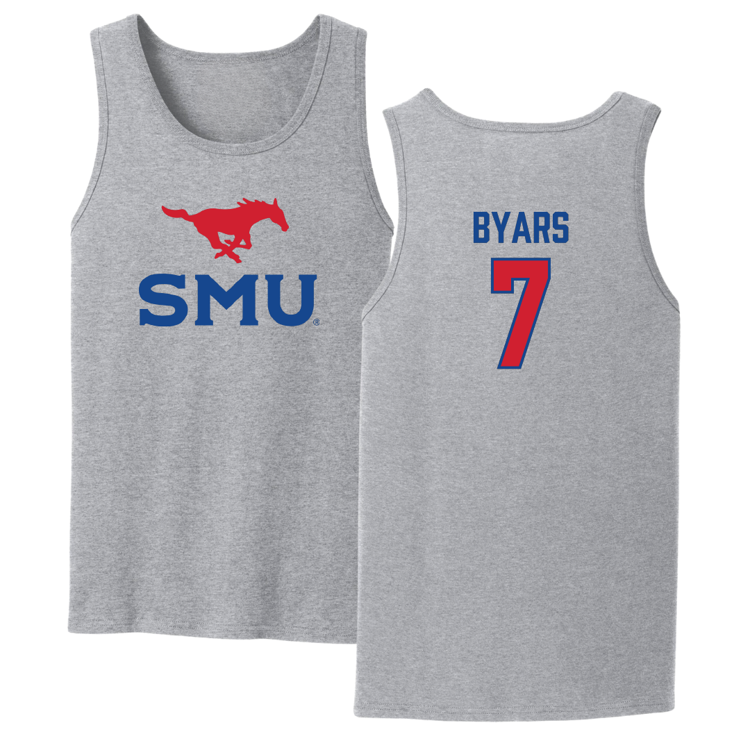 Southern Methodist University Soccer Sport Gray Tank Top - #7 Truth Byars