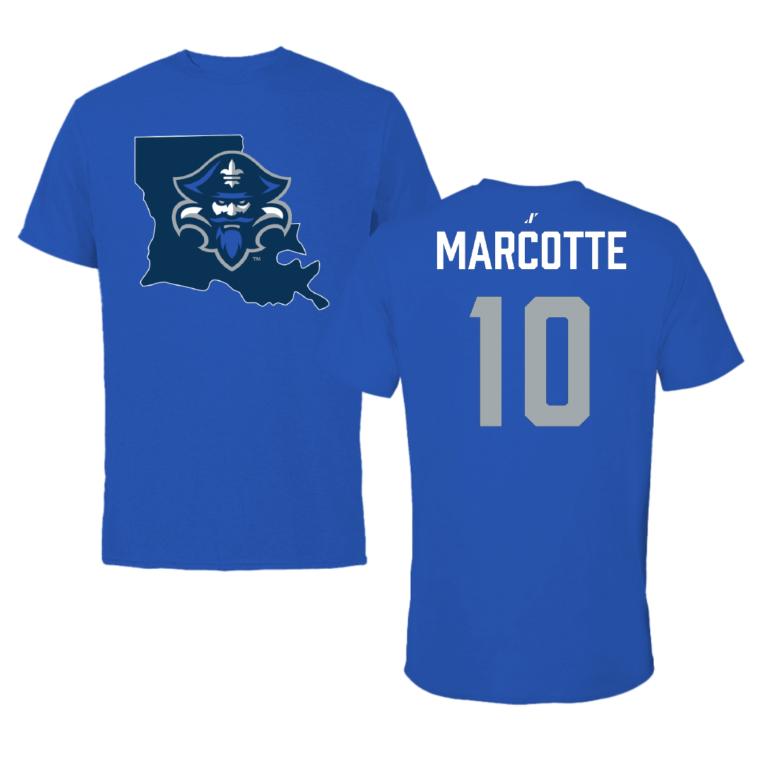 University of New Orleans Baseball Blue State Tee - #10 Riley Marcotte