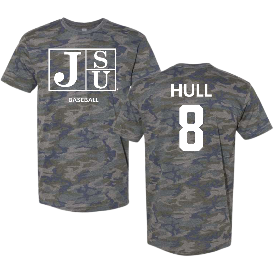 Jackson State University Baseball Vintage Camo Tee - #8 Davione Hull