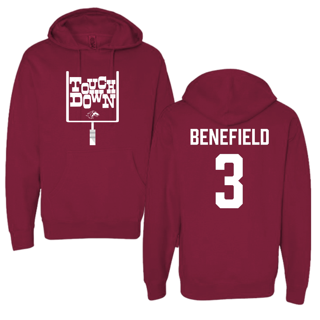 Southern Illinois University at Carbondale Football Maroon Touchdown Hoodie - #3 Jaelin Benefield