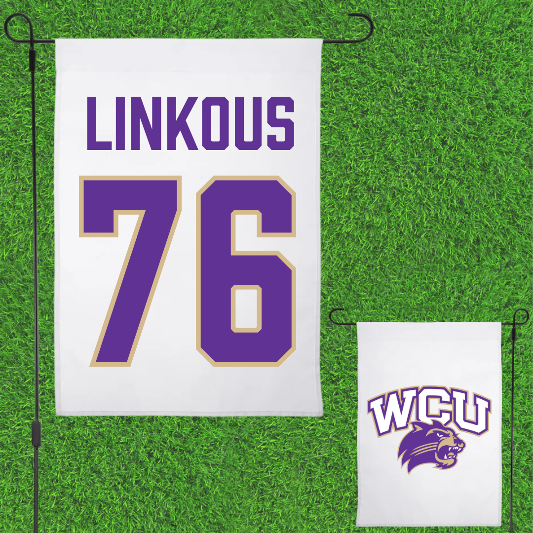 Western Carolina University Football White Garden Flag - #76 Nathan Linkous