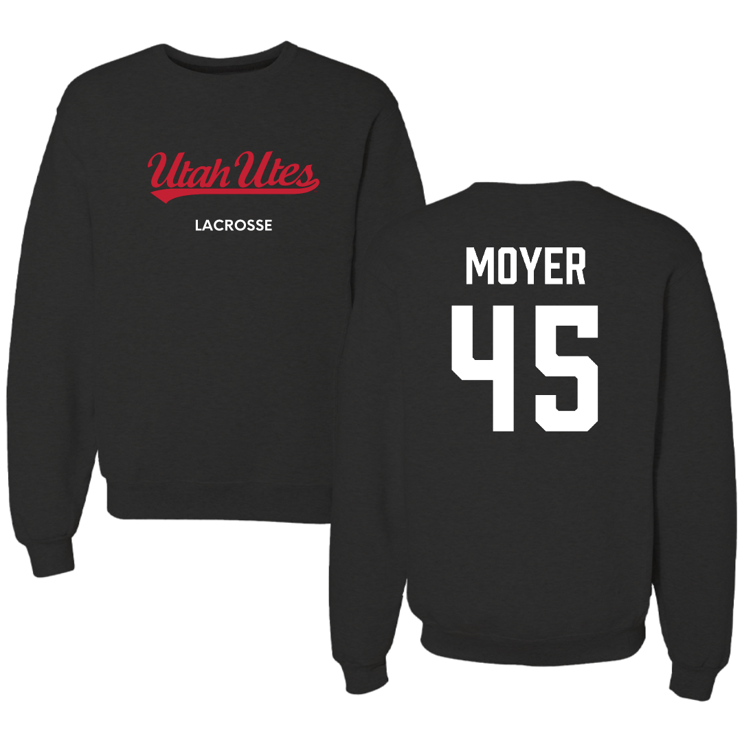 University of Utah Lacrosse (M) Black Crewneck - #45 Carson Moyer