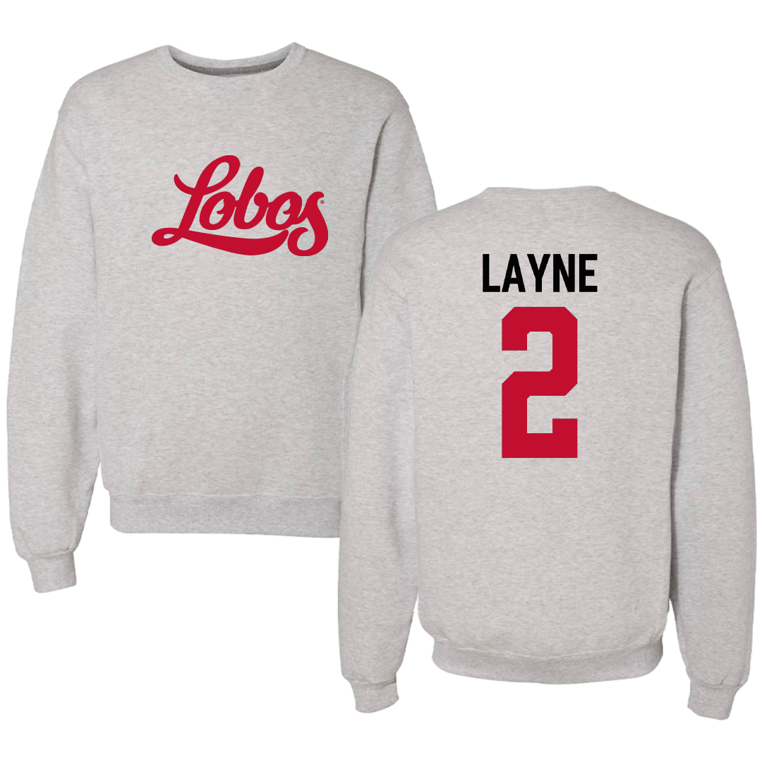 University of New Mexico Football Light Gray Crewneck - #2 Jack Layne