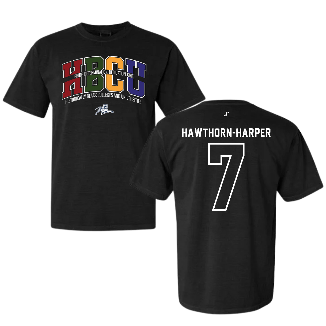 Jackson State University Soccer Black HBCU Comfort Colors Tee - #7 Ryanne Hawthorn-Harper