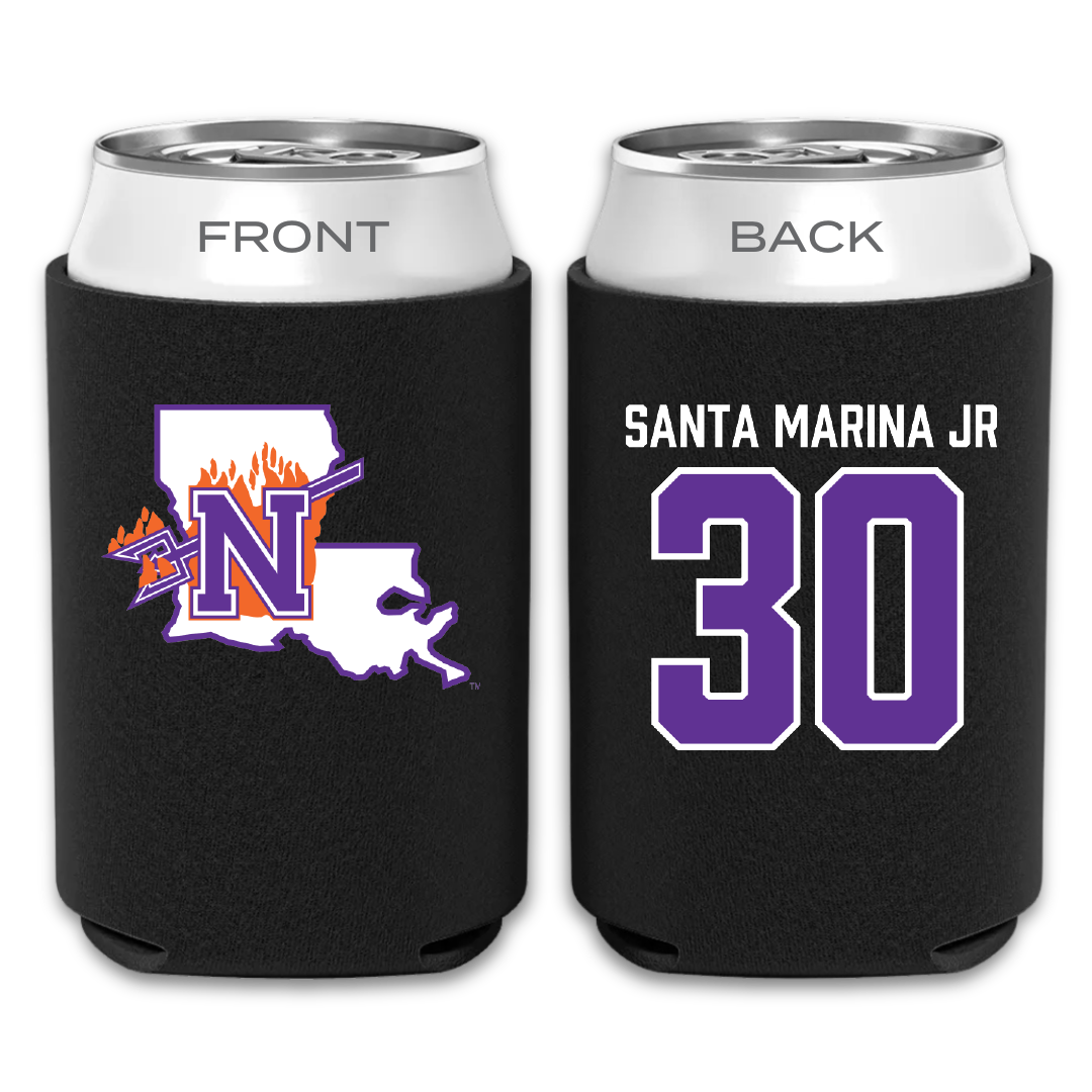 Northwestern State University Football Black Can Cooler - #30 Troy Santa Marina Jr