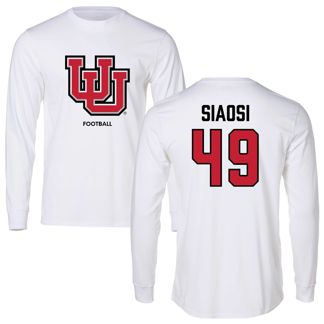 University of Utah Football White Block Long Sleeve - #49 Jason Siaosi