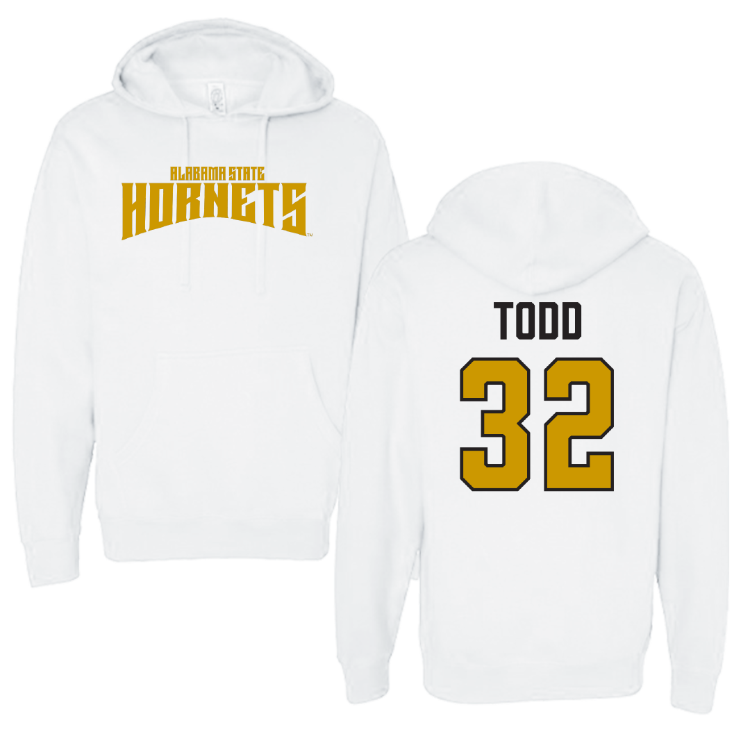 Alabama State University Football White Classic Hoodie - #32 Azariel Todd