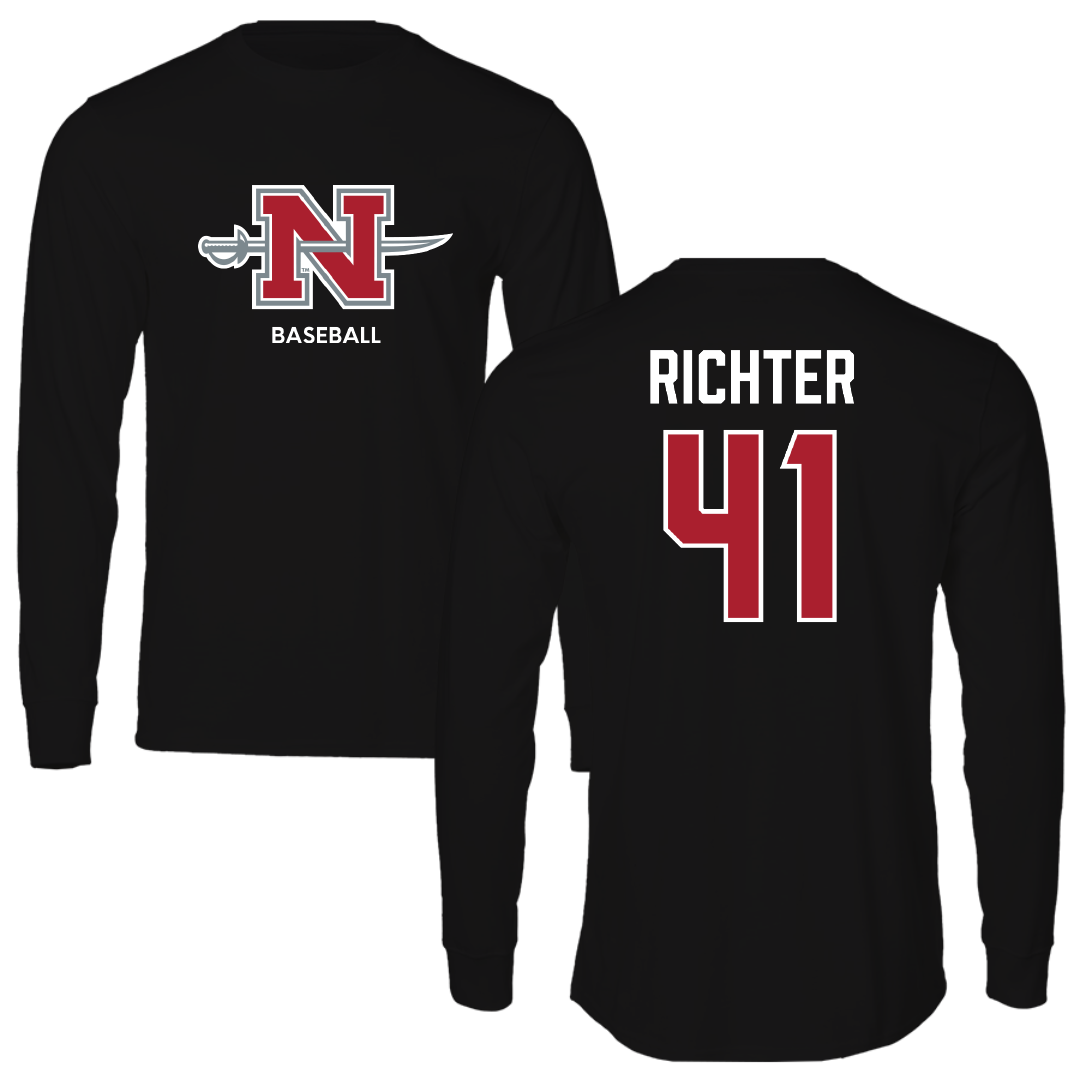 Nicholls State University Baseball Black Mascot Performance Long Sleeve - #41 Chase Richter