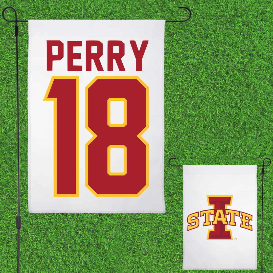 Iowa State University Volleyball White Garden Flag - #18 Kelsey Perry