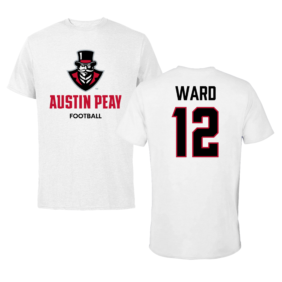 Austin Peay State University Football White Performance Tee - #12 Jaheim Ward