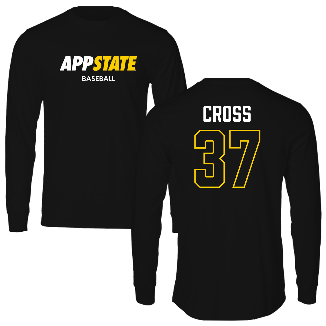 Appalachian State University Baseball Black Block Long Sleeve - #37 Caleb Cross