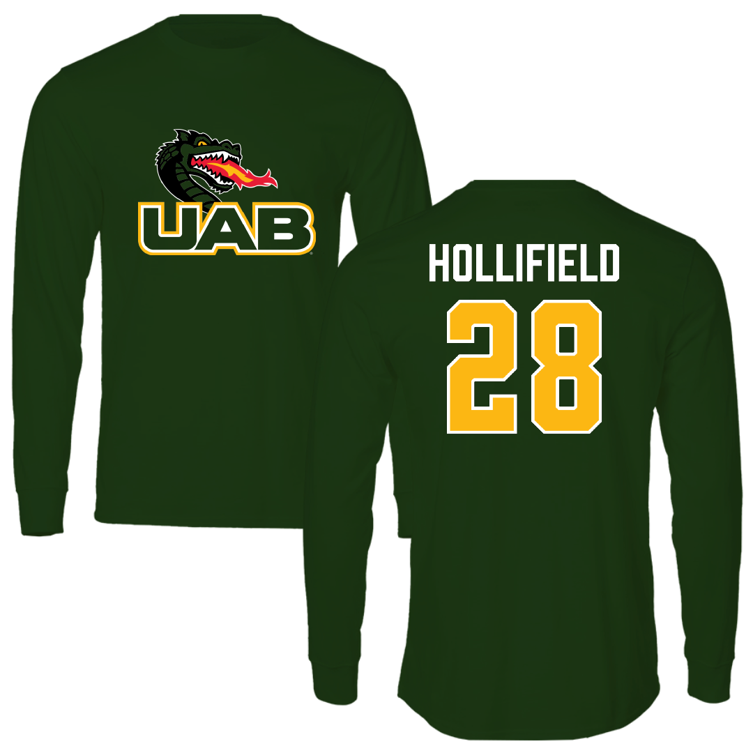 University of Alabama at Birmingham Baseball Forest Green Long Sleeve - #28 Nicholas Hollifield