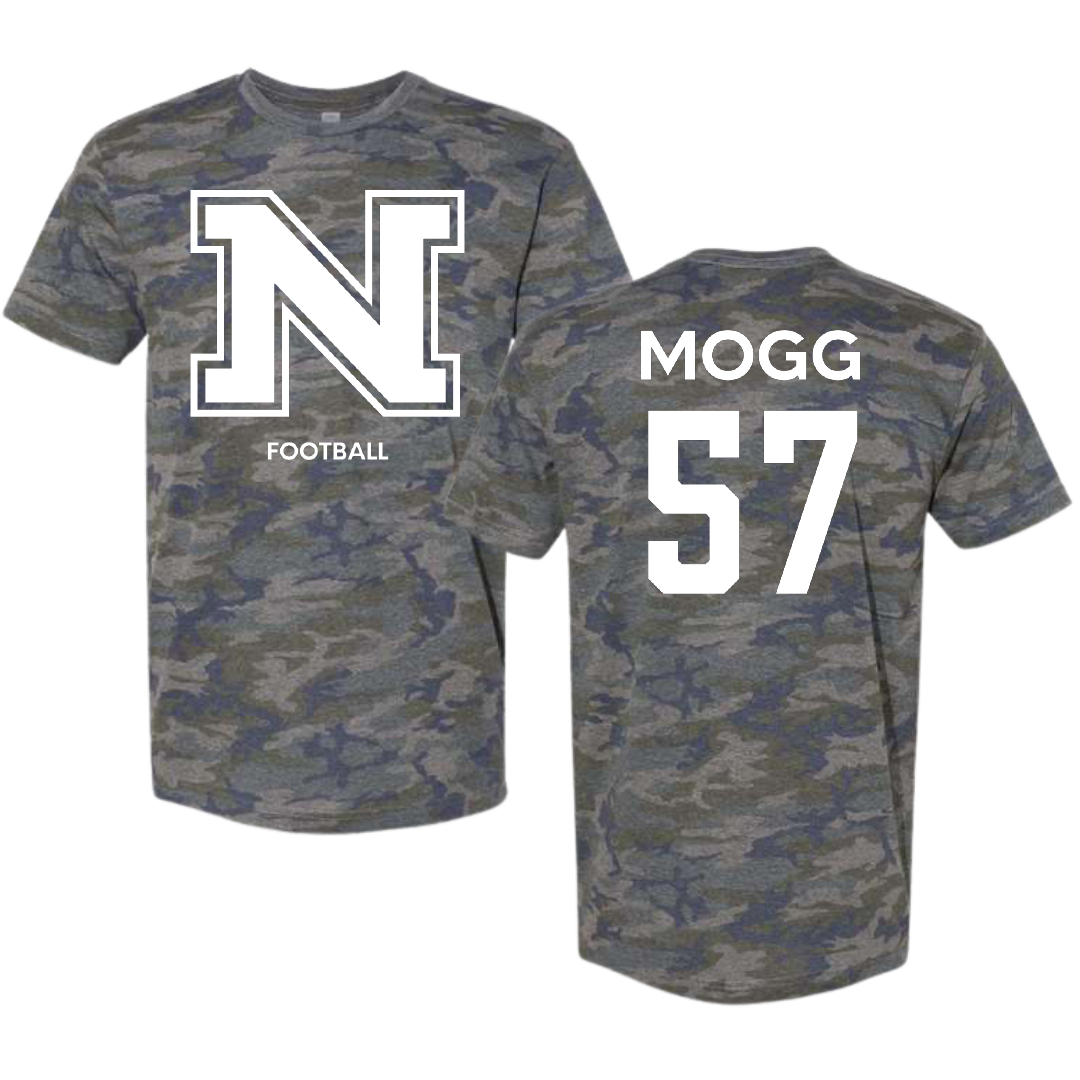 Northern Michigan University Football Vintage Camo Tee - #57 Logan Mogg