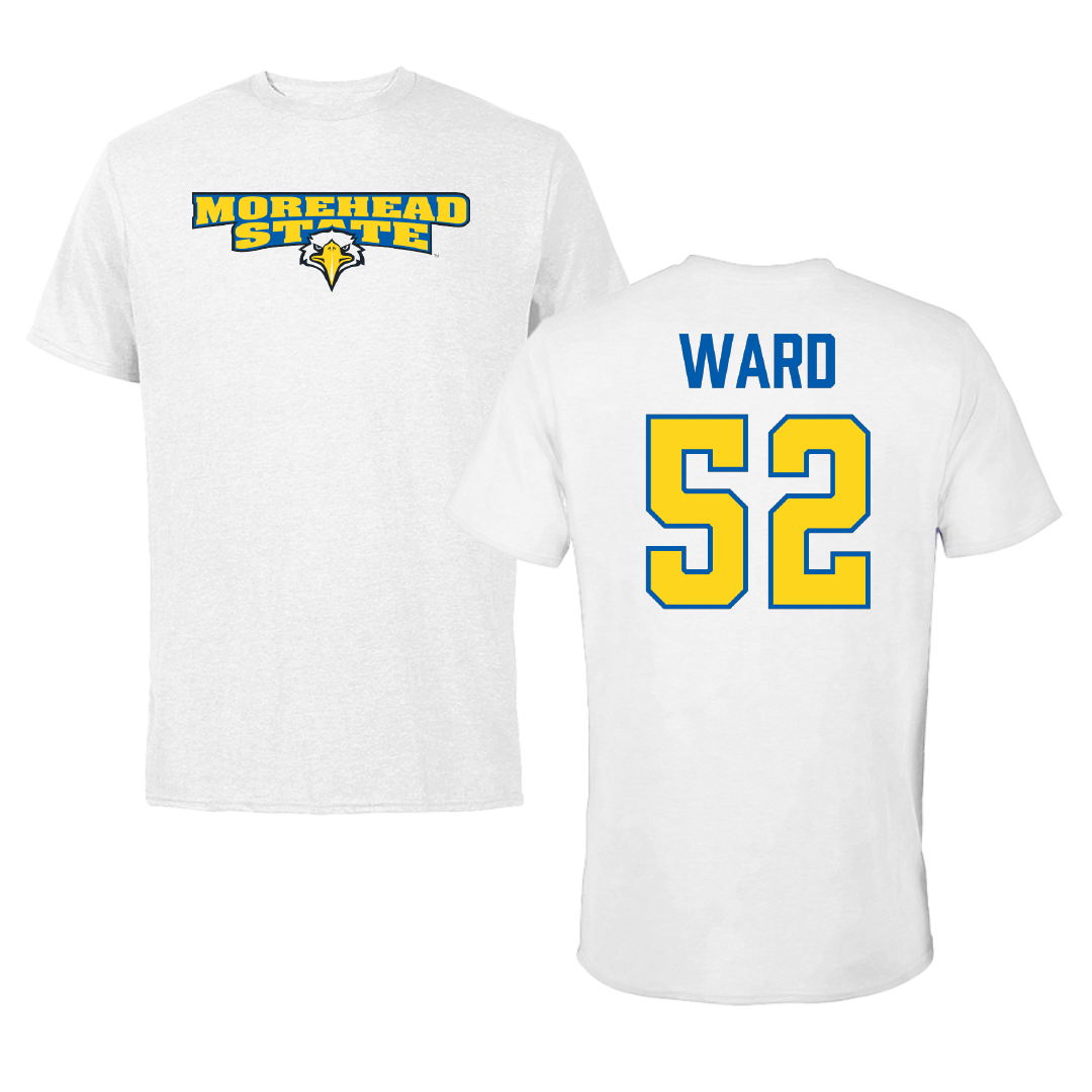 Morehead State University Football White Performance Tee - #52 Frank Ward