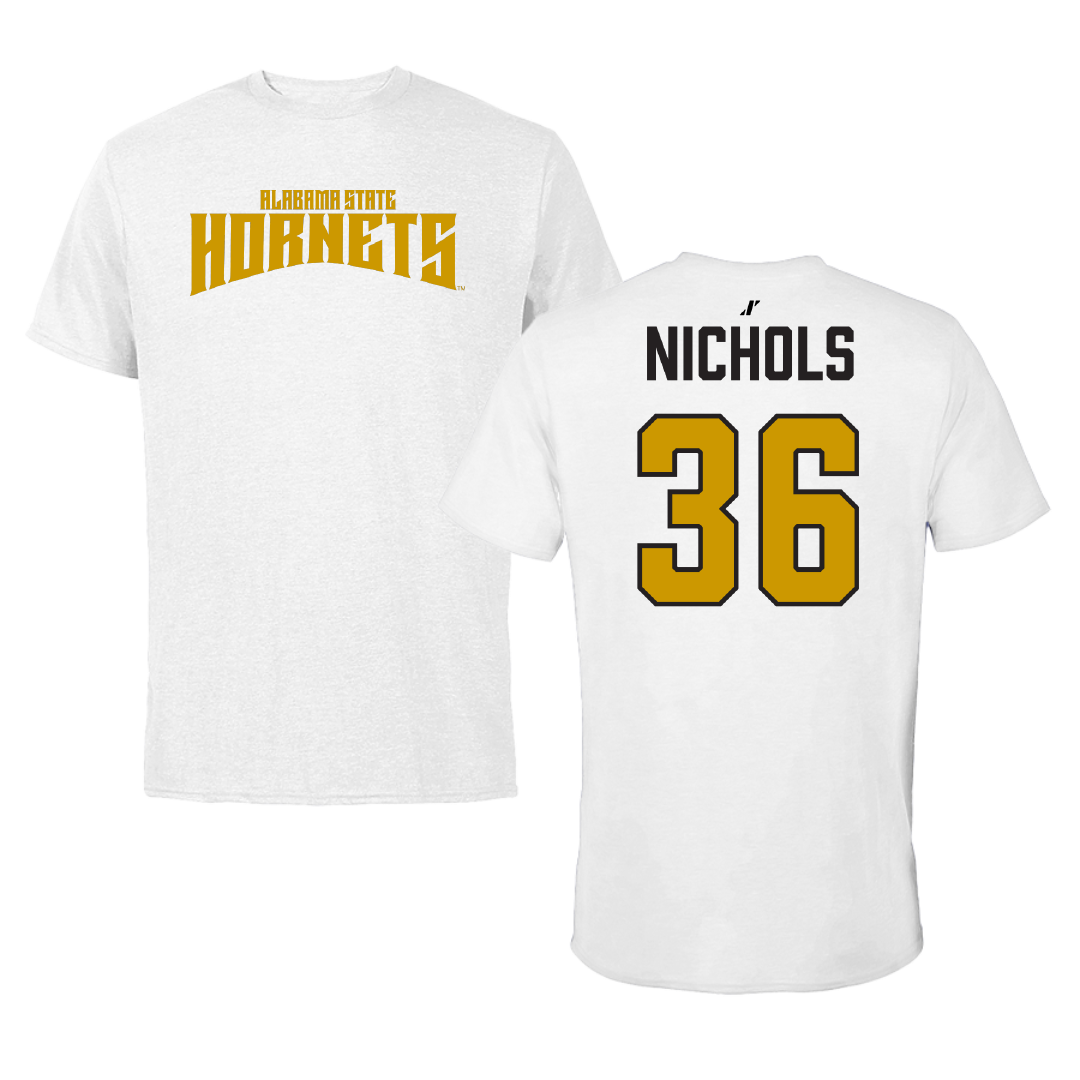 Alabama State University Football White Classic Tee - #36 Ricky Nichols