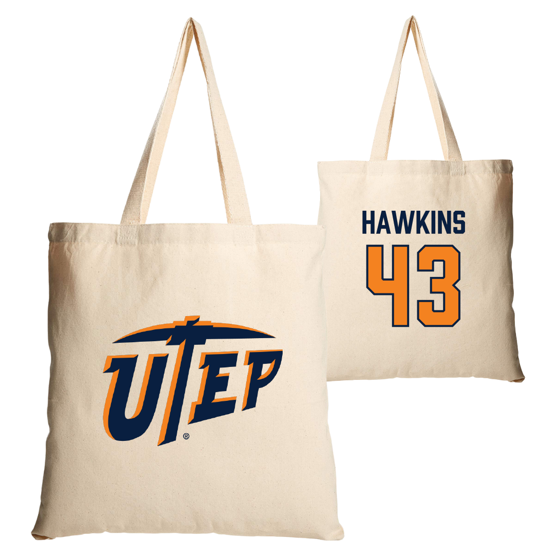 University of Texas at El Paso Football Tan Canvas Tote Bag - #43 Garrett Hawkins