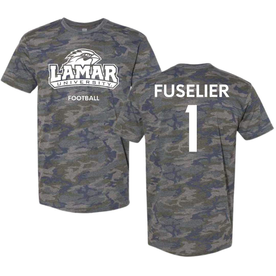 Lamar University Football Vintage Camo Tee - #1 Kyndon Fuselier