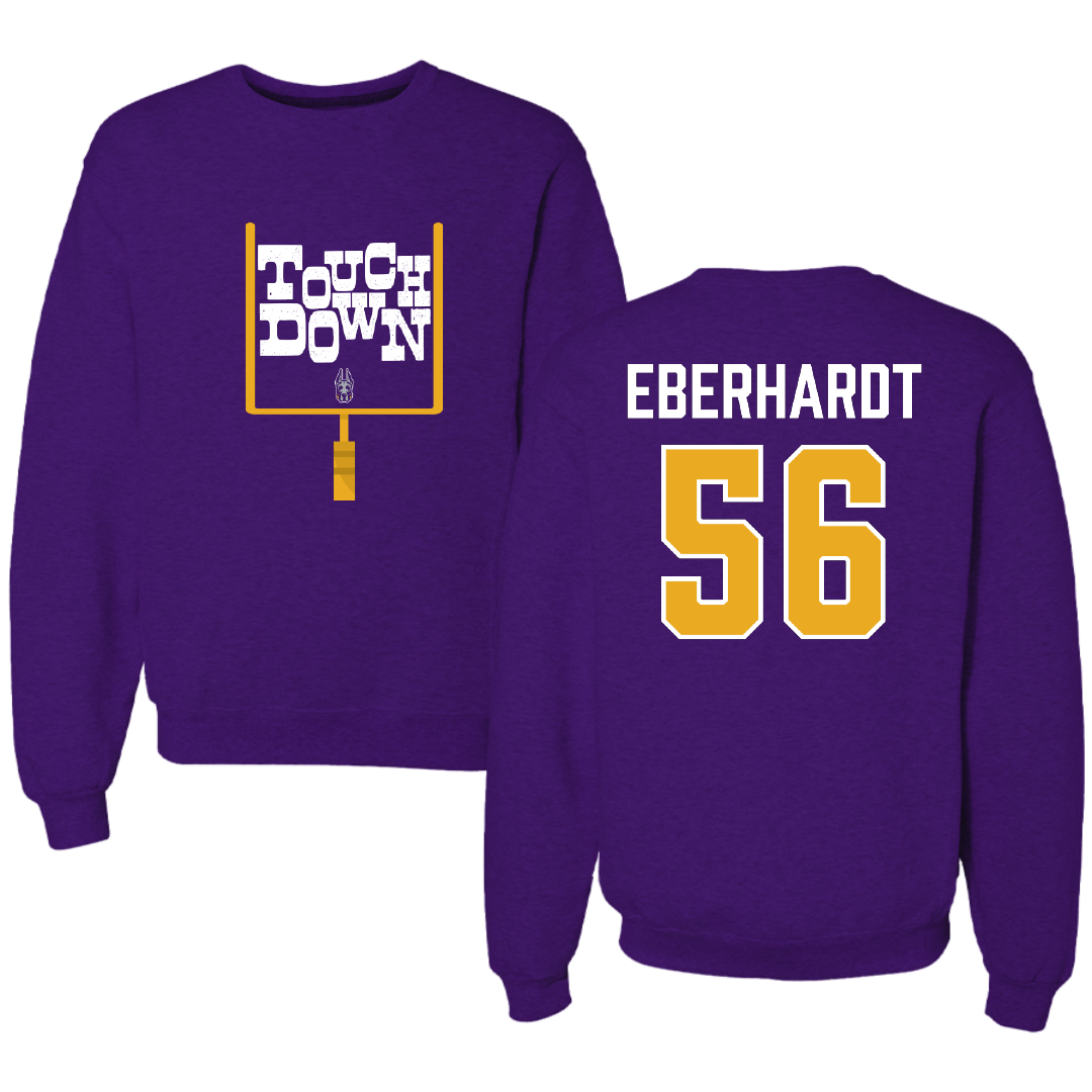 University at Albany Football Purple Touchdown Crewneck - #56 Neco Eberhardt
