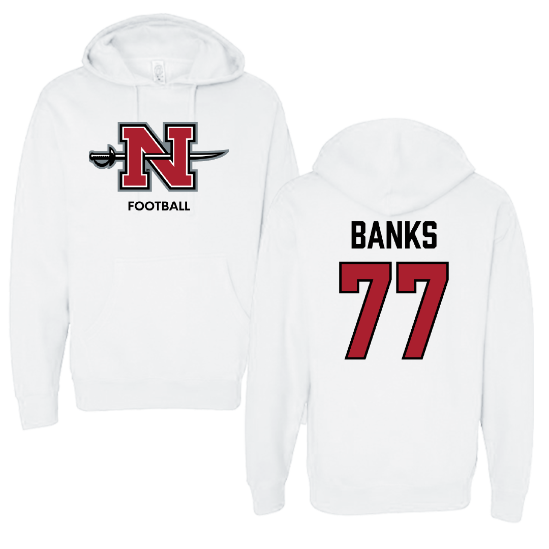 Nicholls State University Football White Hoodie - #77 Cam Banks